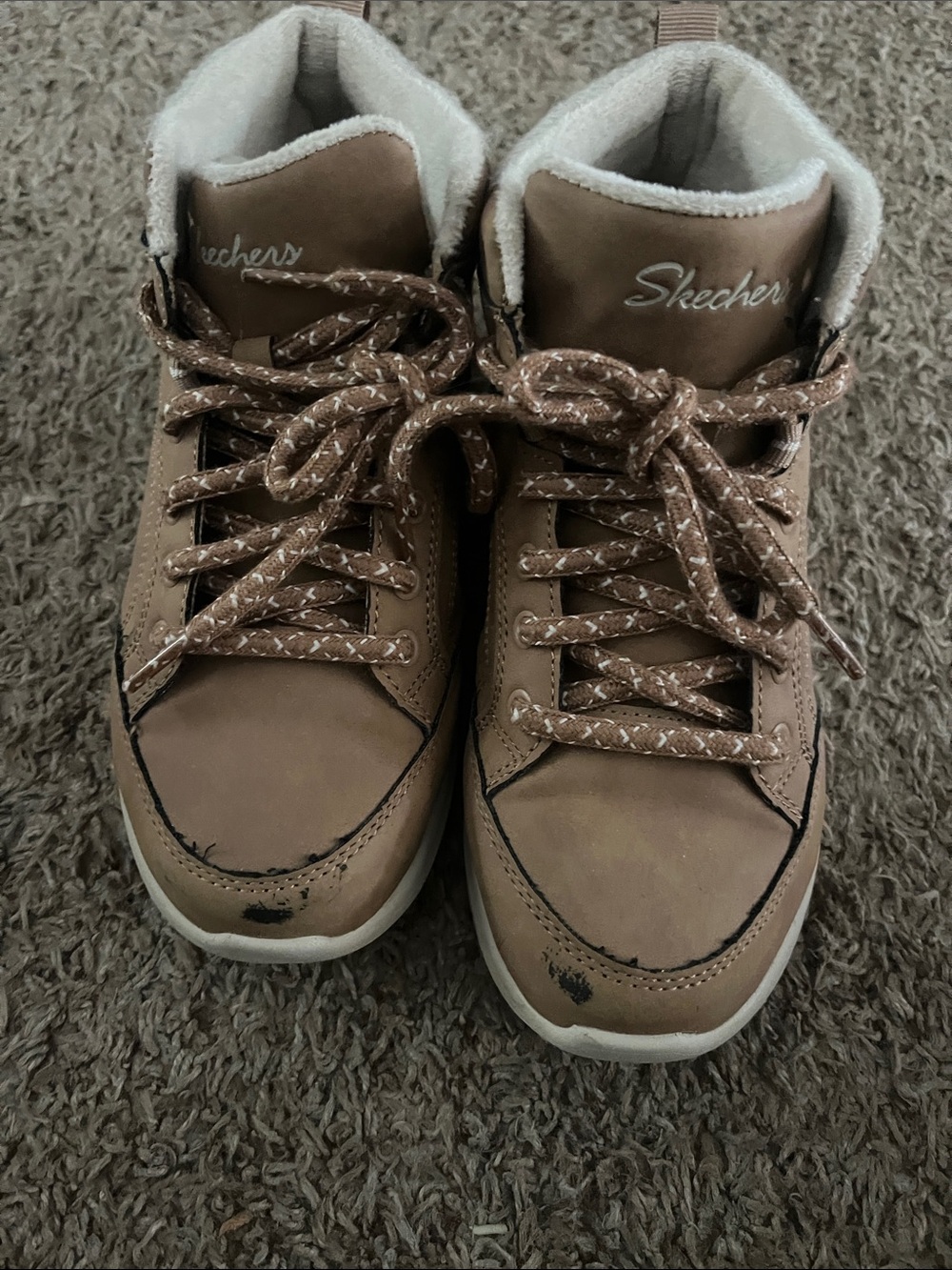 Skechers womens Brown Lace-Up High Top Sneakers